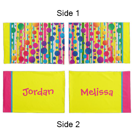 [Beatnik Bubbles] Retro Polka Dot Striped Yellow Pillow Case